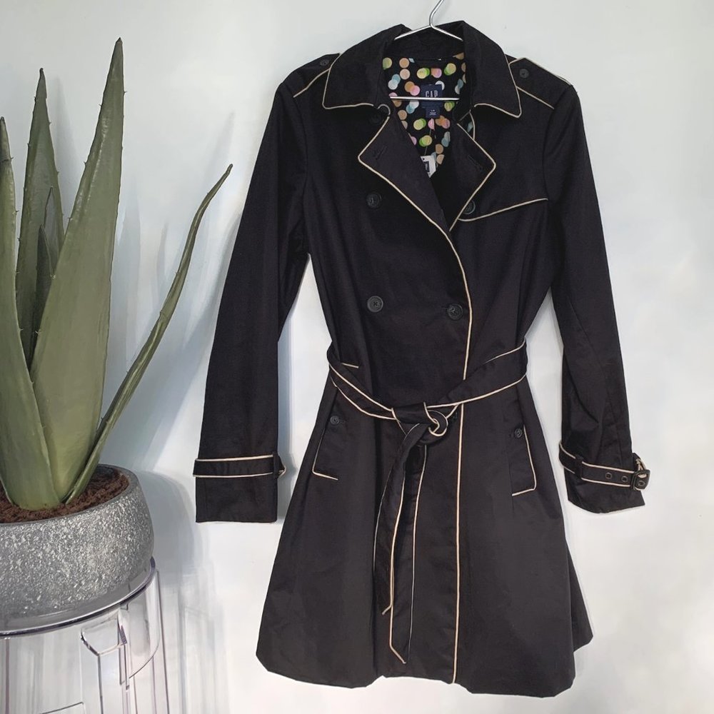 Gap Trench Coat water resistant with contrast piping and polka dot linin… - Picture 2 of 13
